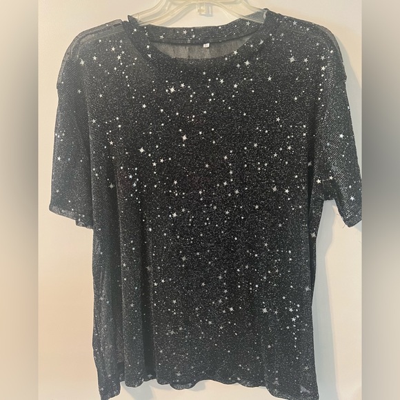 Women's Black Glitter Star Top - Picture 5 of 8
